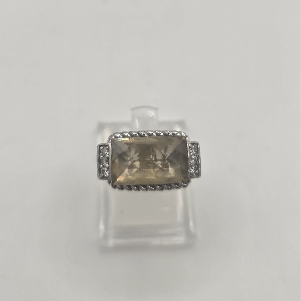 Vintage JUDITH RIPKA RING 925 Sterling Silver Yellow Citrine Cocktail Ring S-7 - Picture 5 of 13